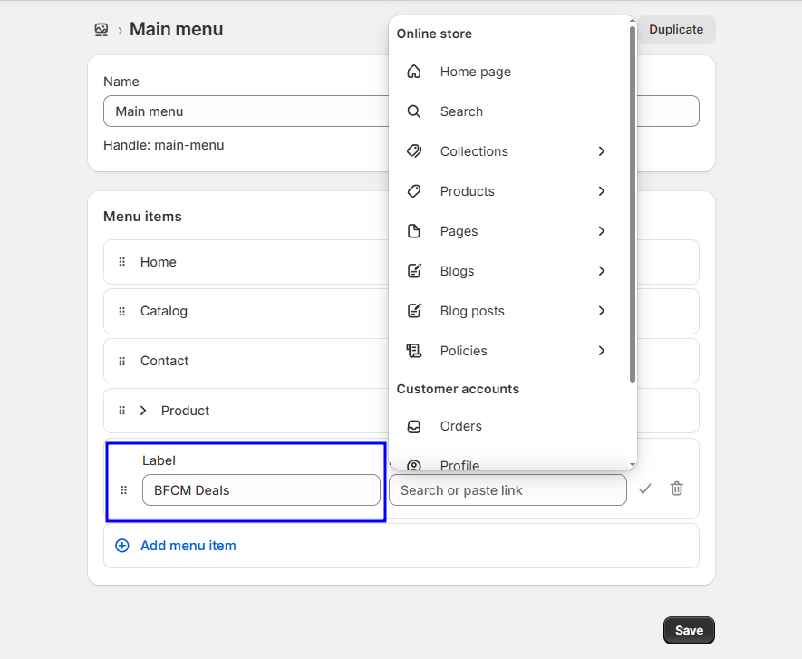 Add labe-BFCM deals to BFCM collection or landing page